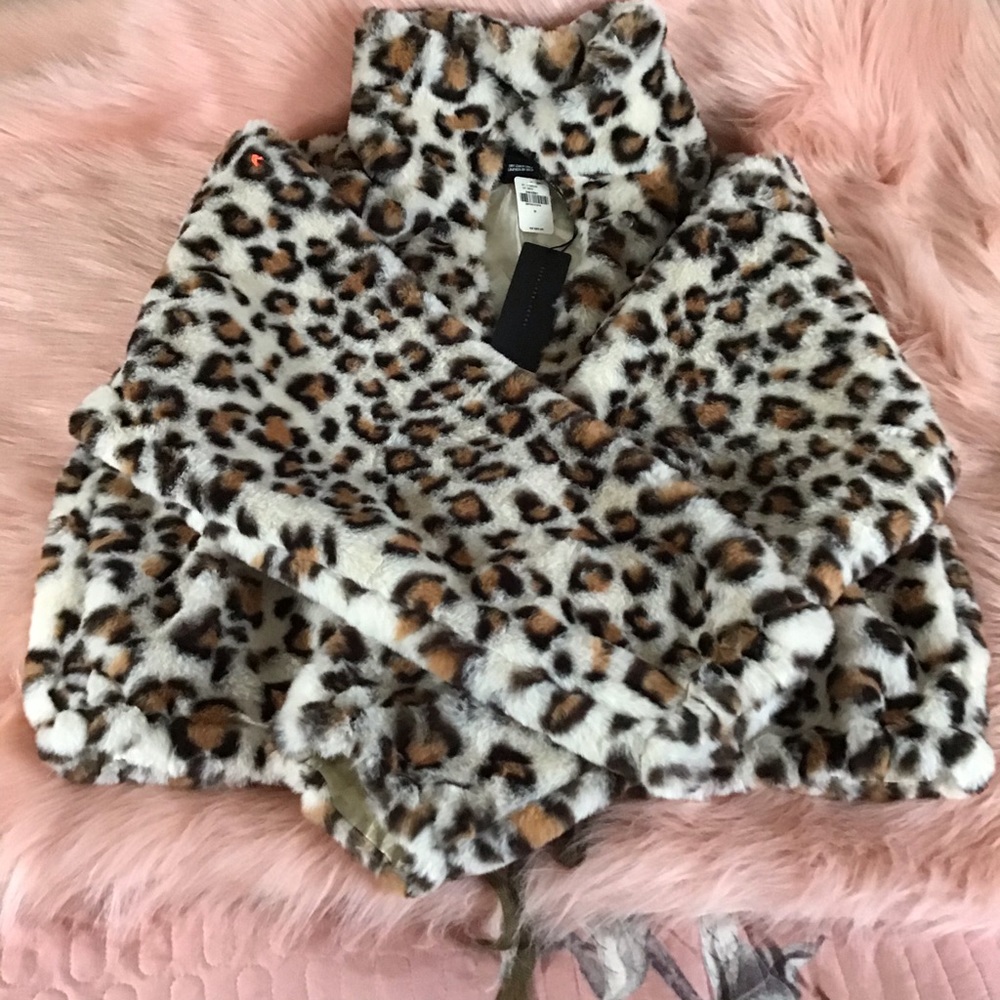 Pink Victoria Secret semi crop top know one cares faux feathers sweater.